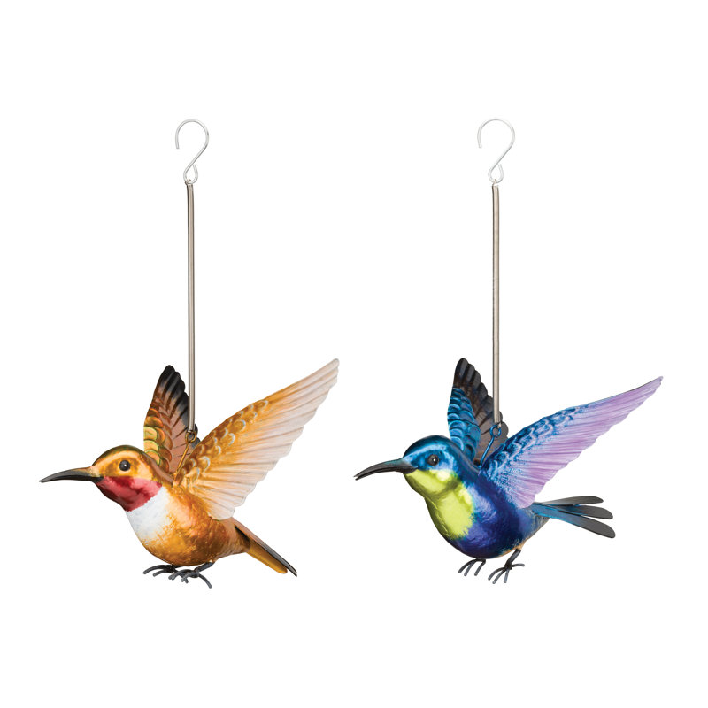 Ensemble de 2 ornements en forme de piquet de jardin extérieur en métal avec piquet de printemps et finition résistante aux intempéries - couronne / rubis