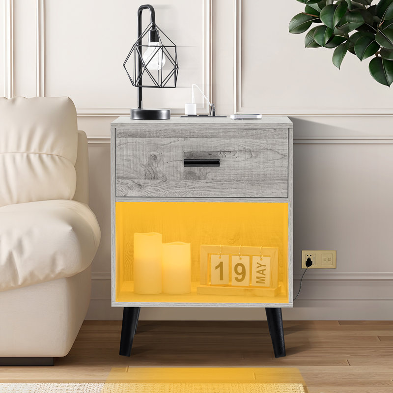 Table de chevet Leilarose, Gris