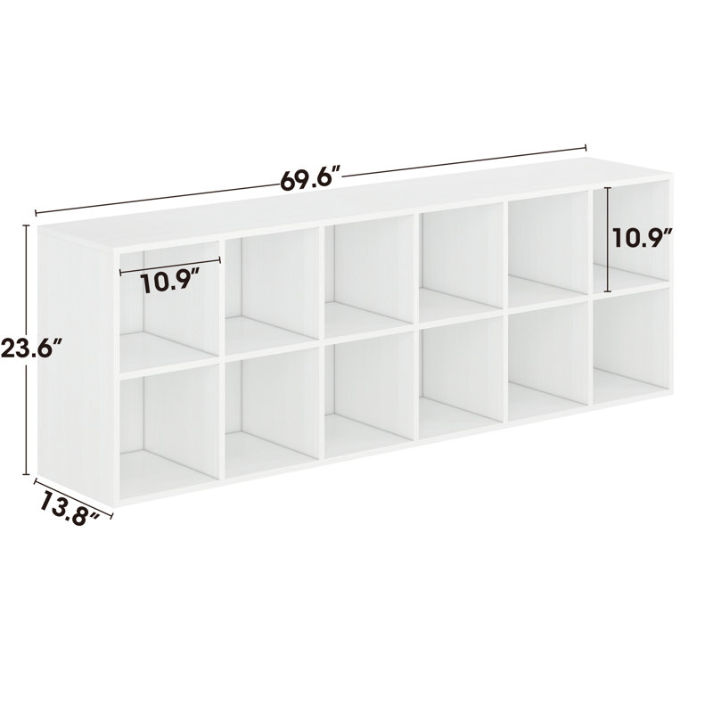 Hokku Designs Shoe Rack, 12 Compartment Open Storage Display Shoes Organizer FSSR019, Ivory White