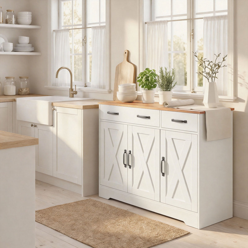 Buffet, armoire de cuisine 43 po, blanc