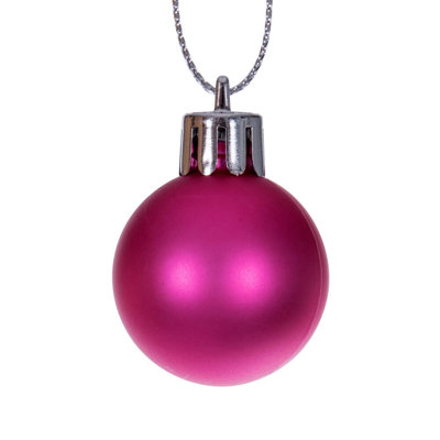  Ensemble d'ornement boule en plastique 1 finition rose vif de 1 po, 36 par ensemble.