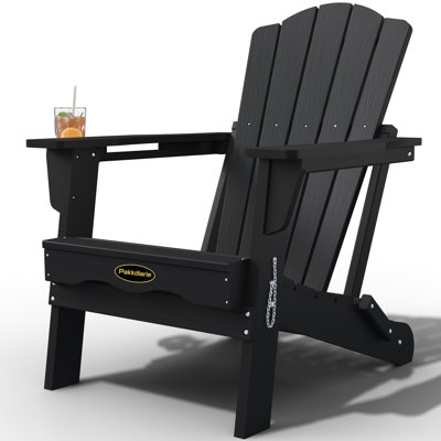 Dareona Pakkdiarie All-Weather HDPE Folding Adirondack Chair with Cup Holder for Patio & Garden