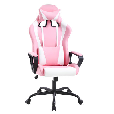 Adjustable High-Back Executive Gaming Chair With Lumbar Support And Rolling Casters For PC Executive High-Back Chair For Gaming And Office With Ergonomic Features, PU Leather
