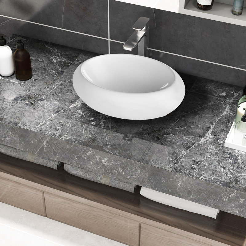24 po Lavabo de salle de bain blanc Topmount