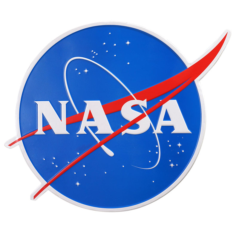 Enseigne murale en métal embossée à motif logo de la NASA - 19 po x 14,5 po