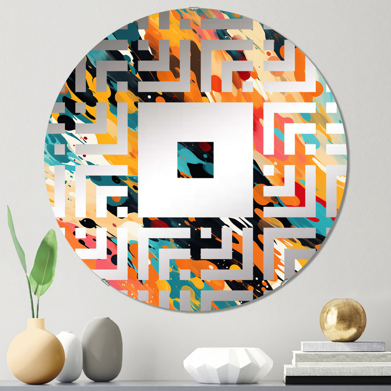 Multicolore artistique expression - miroir mural carré, 23,6 po x 23,6 po