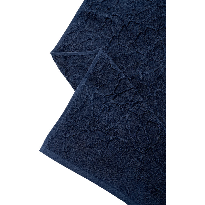 Watton Plush Jacquard Bath Towel, Navy