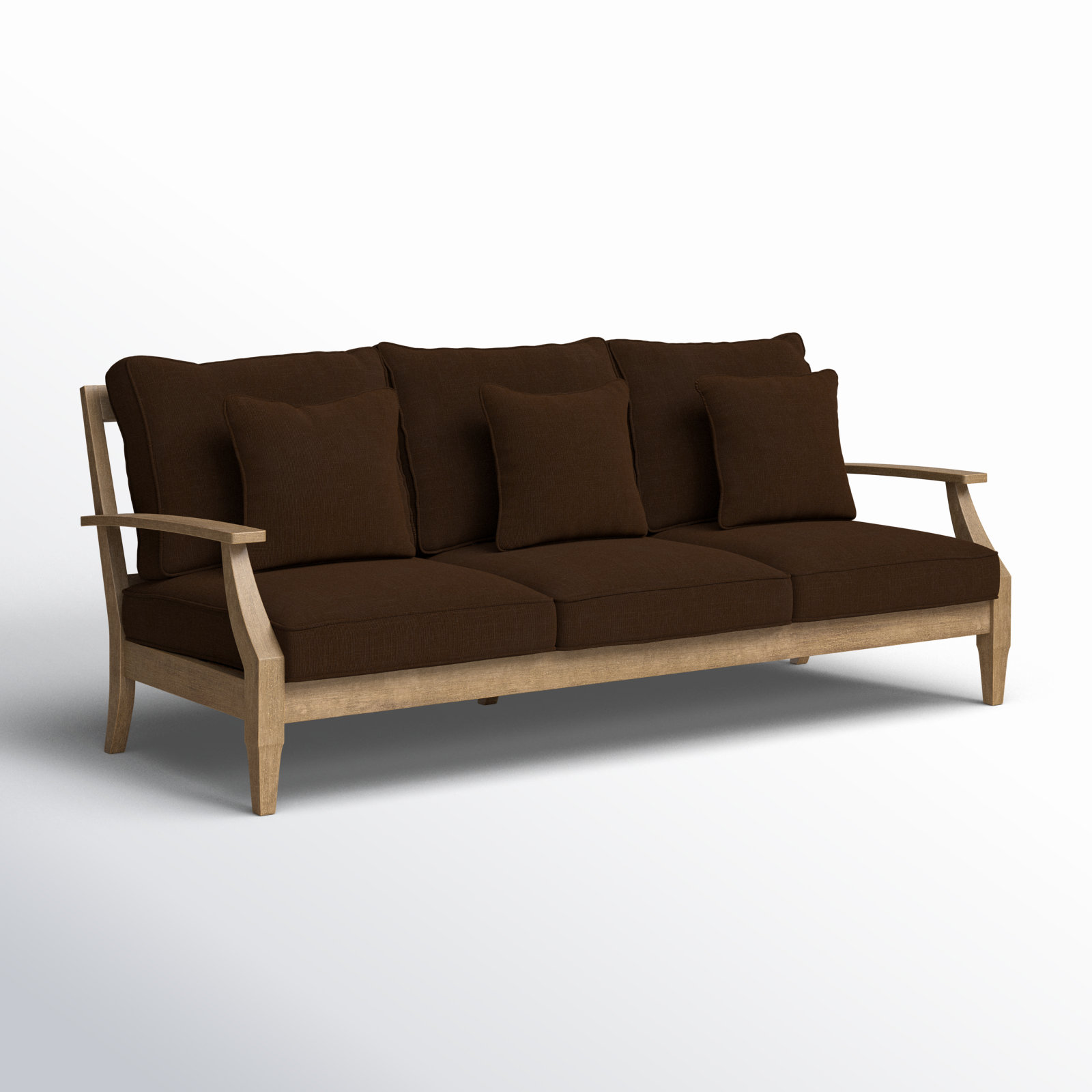 Samya 82" Eucalyptus Patio Sofa, Natural/Dark Brown