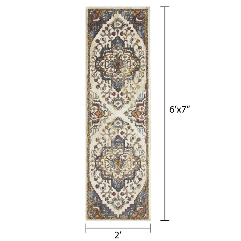 Raaya Washable Floral Indoor Rug, Runner 2' x 6'7"