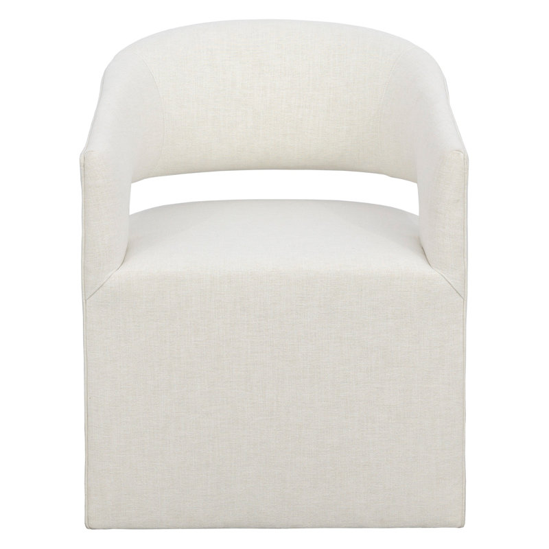 Fauteuil demi-tonneau en cuir Nova, Roulettes, 1149 Olive