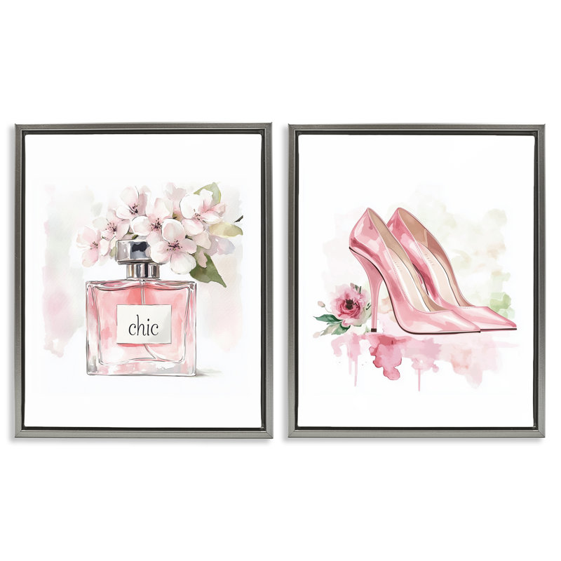 Ensemble de cadres flottants 2 pièces Rosy, Cadre flottant gris lustré, H 31 po x l 25 po