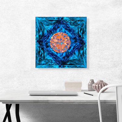 " Blue Orange Princess Cut Diamond Jewel "