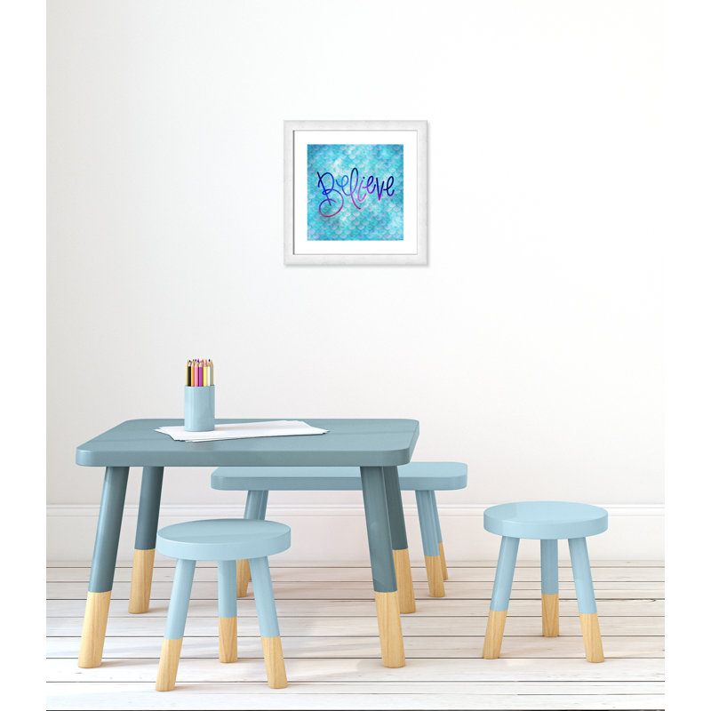 Décoration murale croire pour enfants, H 18 po x l 18 po x P 0,63 po, Encadré plat à grain de bois blanc