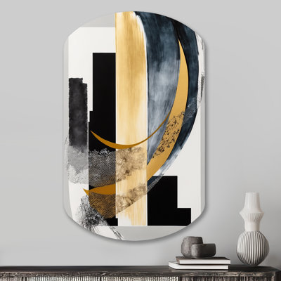 Glam Art Deco Abstract I - Abstract Asymmetrical Metal Wall Decor, Modern Cylinder Metal Art Print