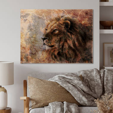 Dakota Fields Lion With Serious Look On Wood Painting