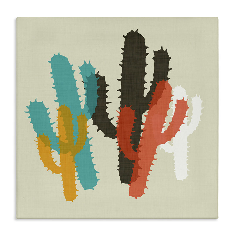 «Layered Bold Cacti», art mural sur toile par SD graphiques Studio, H 24 po x l 24 po