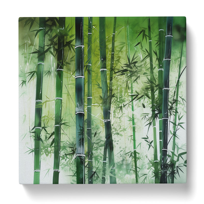 Bamboo Forest Floral Art - Wrapped Canvas - Framed Print, 50cm H x 50cm W x 3cm D