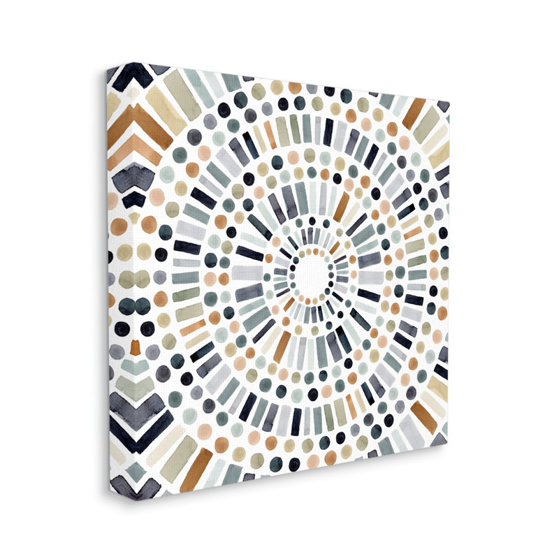 " Bold Rustic Abstract Mosaic Circle Pattern Illustration " by Victoria Barnes, Wrapped Canvas, 30" W x 30" H