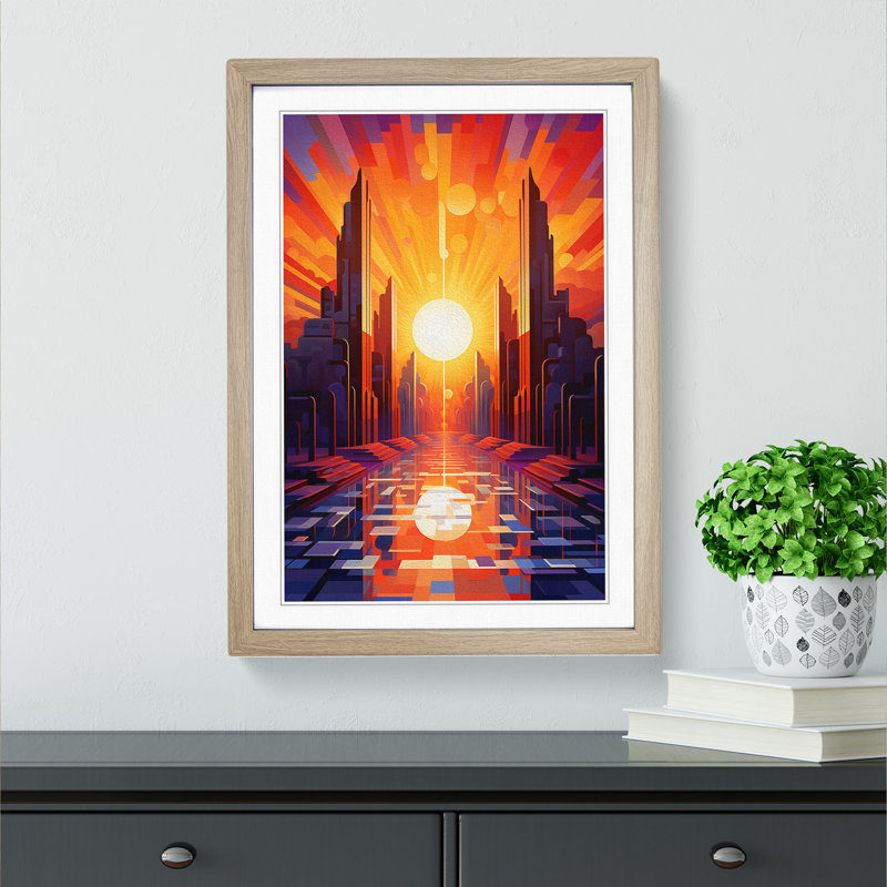Single Picture Frame Print on Wood, Oak Framed, 34cm H x 25cm W