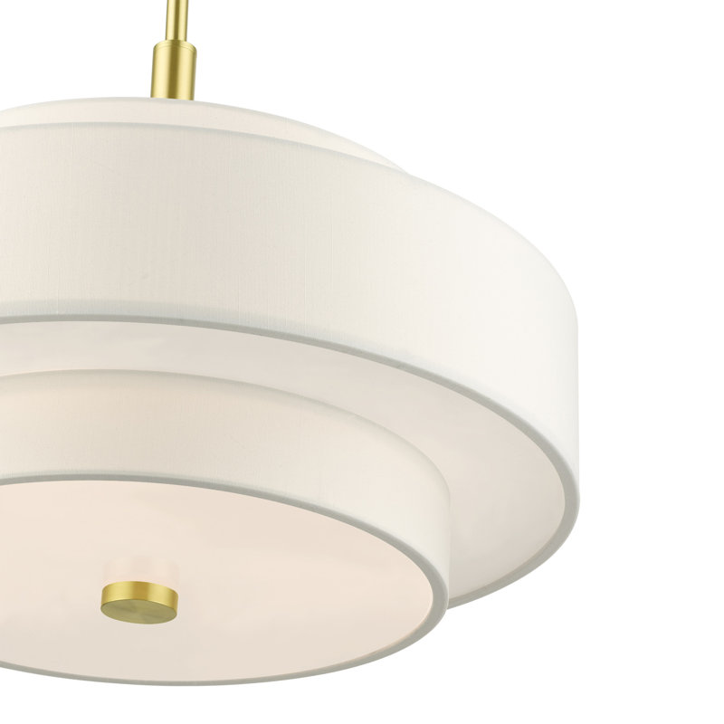 Lustre cylindrique à abat-jour Flaire 4, Blanc cassé, Laiton satiné