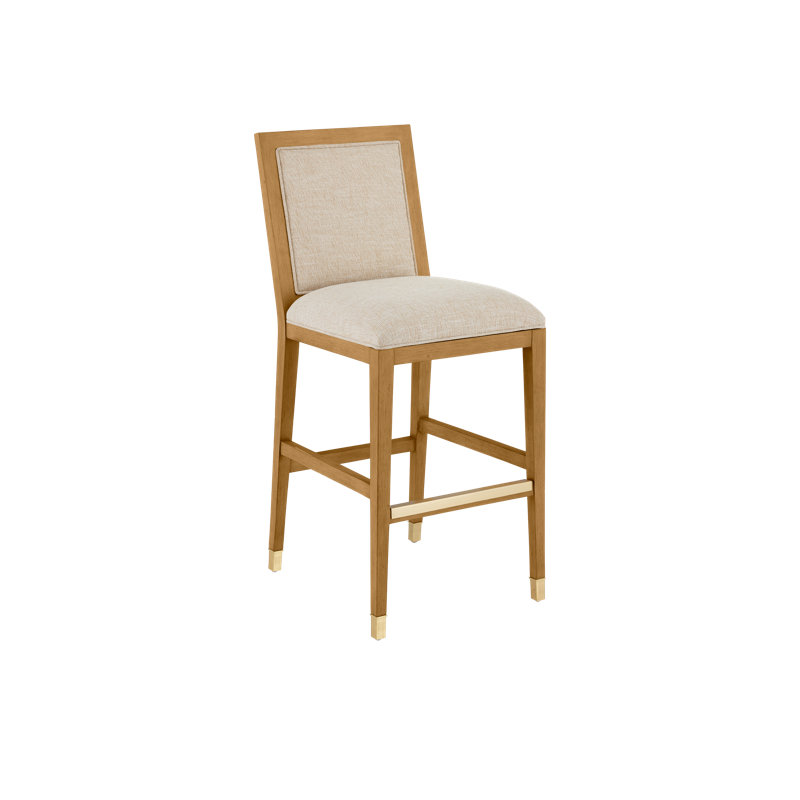 Tabouret de bar Santos, crépuscule Barrett, Beige / sable de mer / laiton satiné
