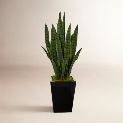 40'' Faux Snake Plant (Sansevieria) Plant in Metal Planter