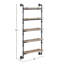 Étagère murale flottante à 5 niveaux, chêne, noir sablé, conception de conduite d'eau, montée, rangement, style maison, décor de chêne, rangement