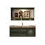 Meuble-lavabo mural en bois d'hévéa massif vert avec miroir intelligent-1351844701