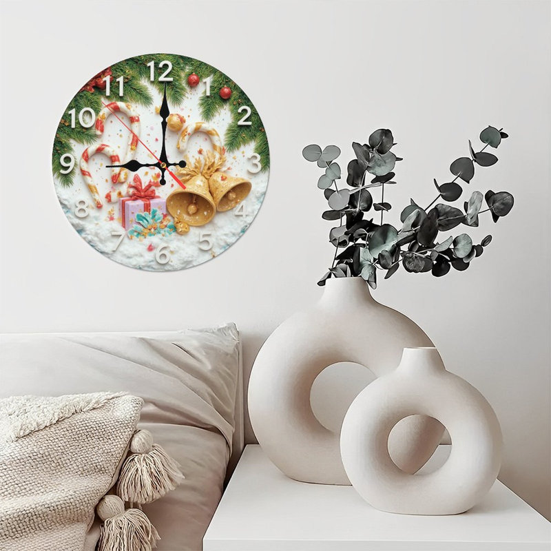 Horloge de Noël-Face-Avec-cannes de bonbon