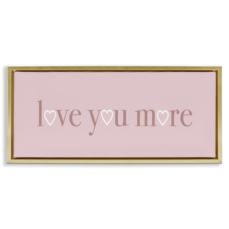 «Soft Pink Love You More», art mural encadré sur toile flottante par Daphne Polselli, H 14 po x l 31 po