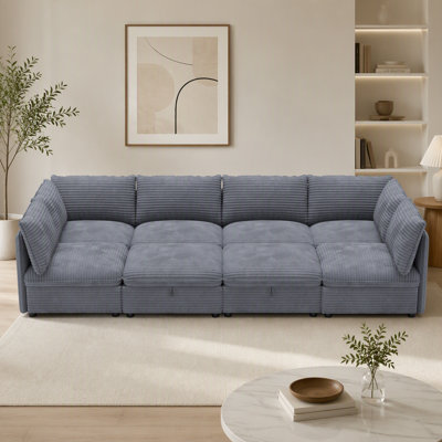 Modular Sectional Sofa, Convertible Sofa Seat With Storage, Sleeper Sectional Sofa Set, Fabric Flexible Modular Combinations for Living Room(8seats)
