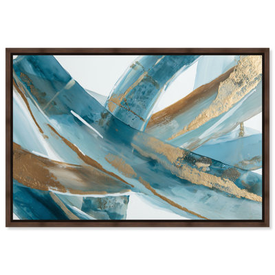 "Gold Accents III", impression sur toile encadrée bleue et dorée par Art Remedy, cadre en noyer, 36 x 24