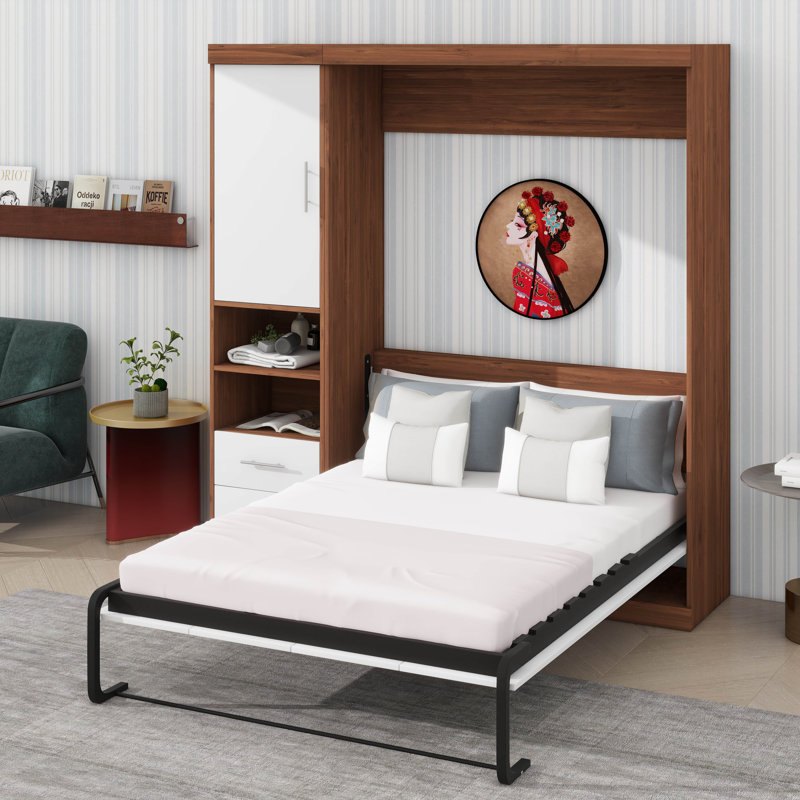 Lit escamotable double pleine grandeur avec armoire