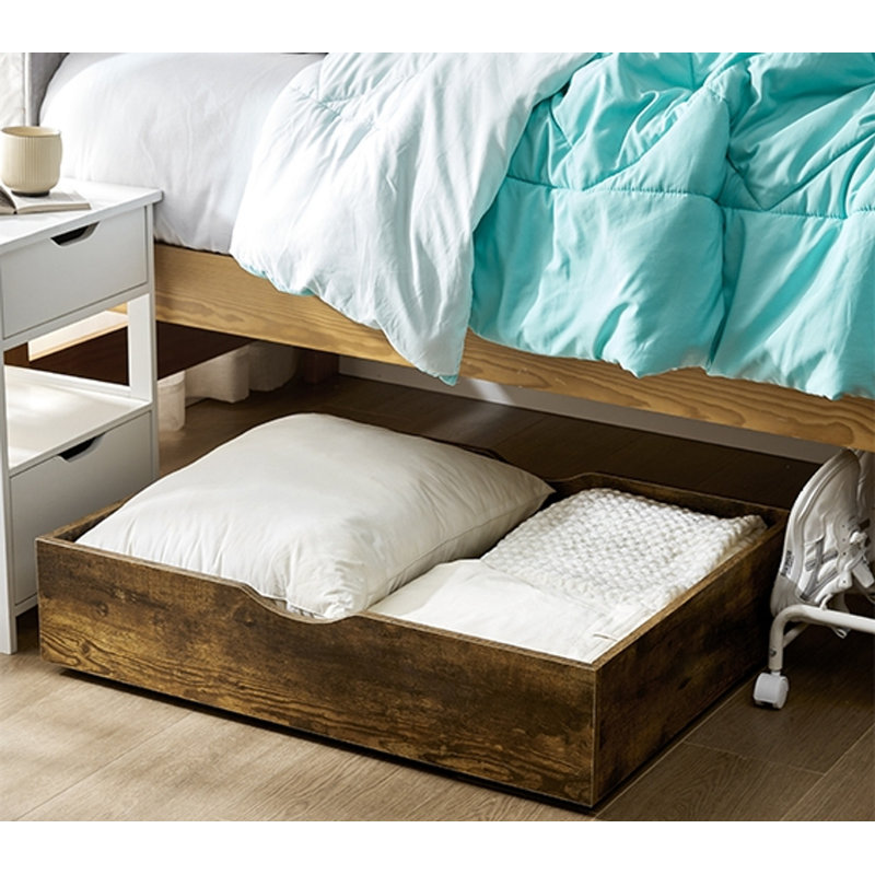 The Storage MAX - Underbed Wooden Organizer With Wheels, Dark Wood
