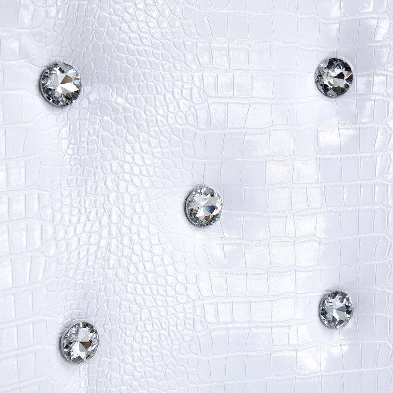 Chaises de salle à manger rembourrées en peau d'alligator rétro, 2, Blanc, Chrome chrome