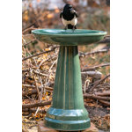 Ohio Stoneware Weather Resistant Ceramic Clay Pedestal Bird Bath for Gardens & Patios, Outdoor Décor  22"H x 17"D