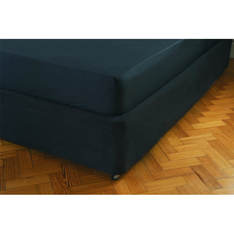 Faux suede Base wrap valance, Double (4'6), Black