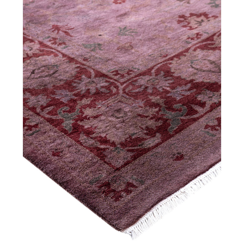 Overdyed Hand-Knotted Wool Modern-Contemporary Purple Area Rug 9' 3" x 12' 3"