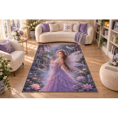 Tapis « Ultra Fin » 152 x 213 cm (5 pi x 7 pi) à motif cascade féérique, idéal pour la chambre, le salon et le bureau à domicile. Moquette douce à poils courts avec envers antidérapant en silicone.