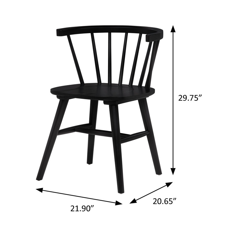 Chaise d'appoint de salle à manger moderne de style Mid-Century 21,9 po, noir, Black