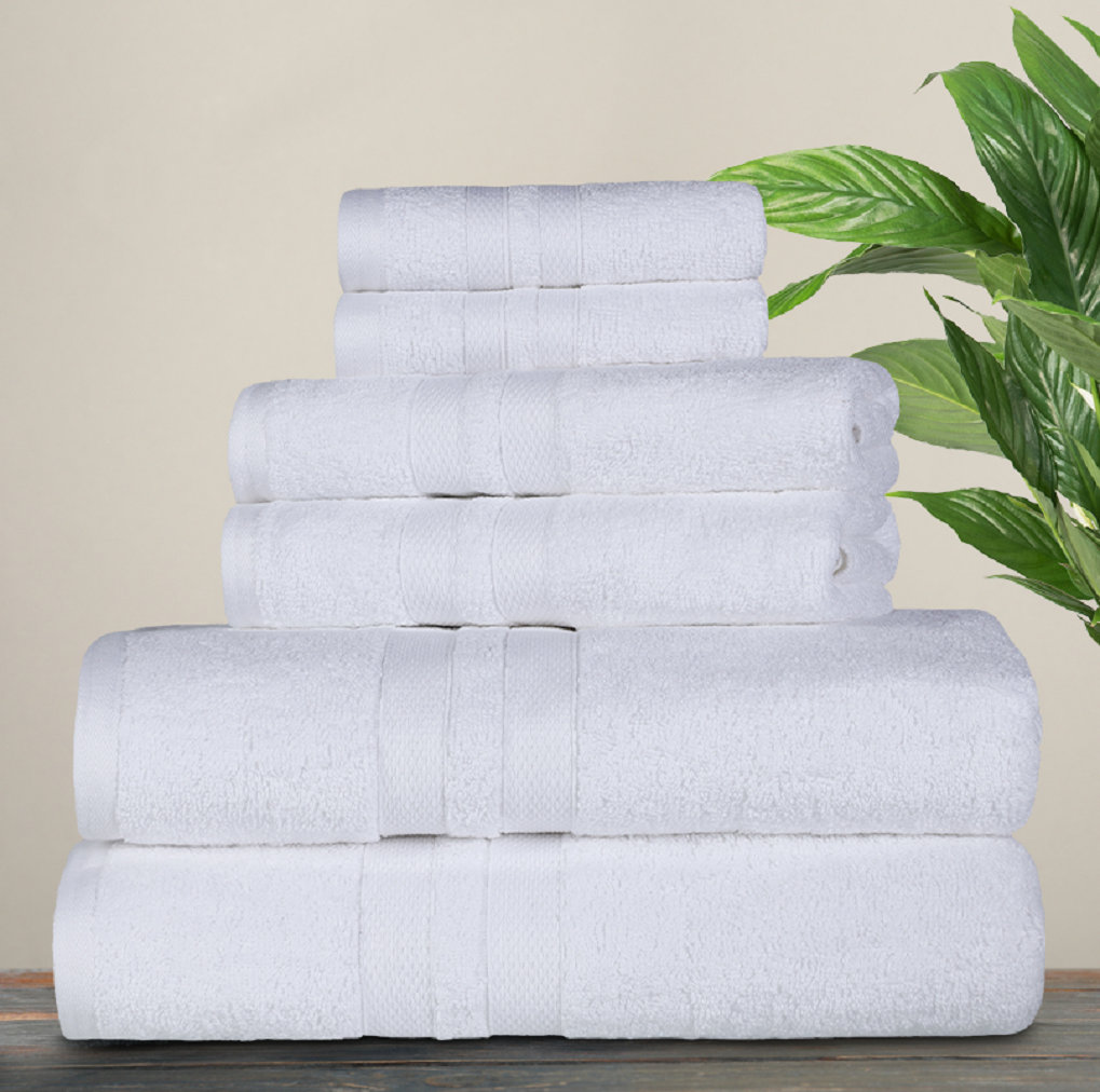 6-Piece Cotton Towel Set, White