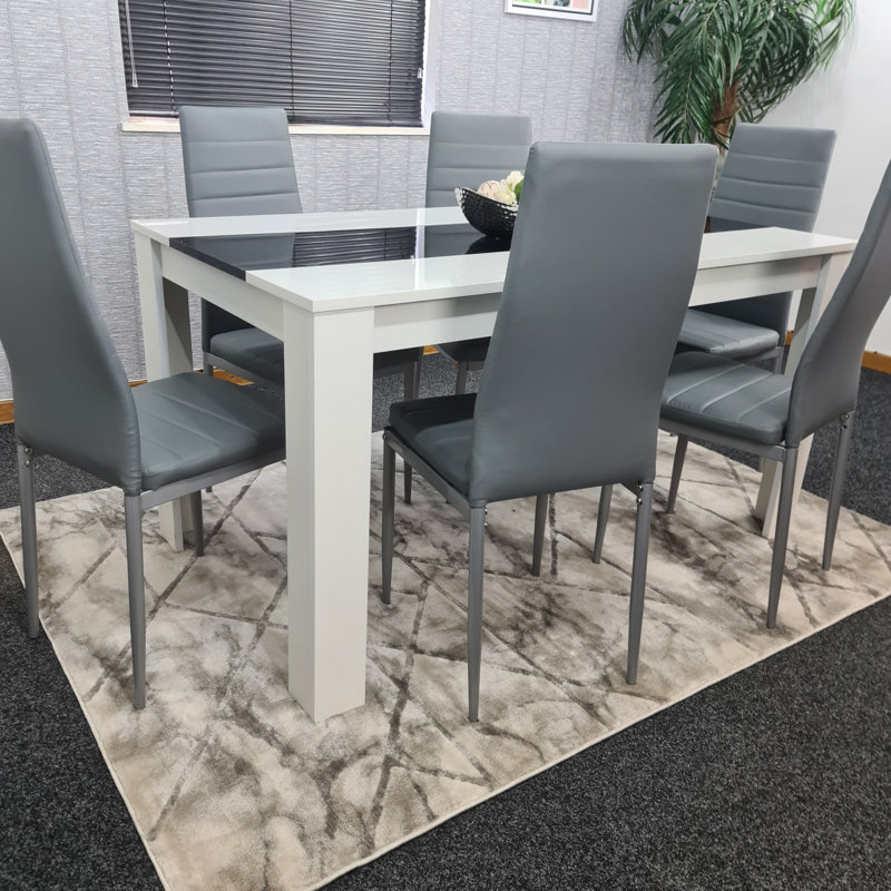 Rumley 6 - Person Dining Set, 5 Pieces: Table,4 Chairs, 75cm H x 140cm W x 80cm D, Black