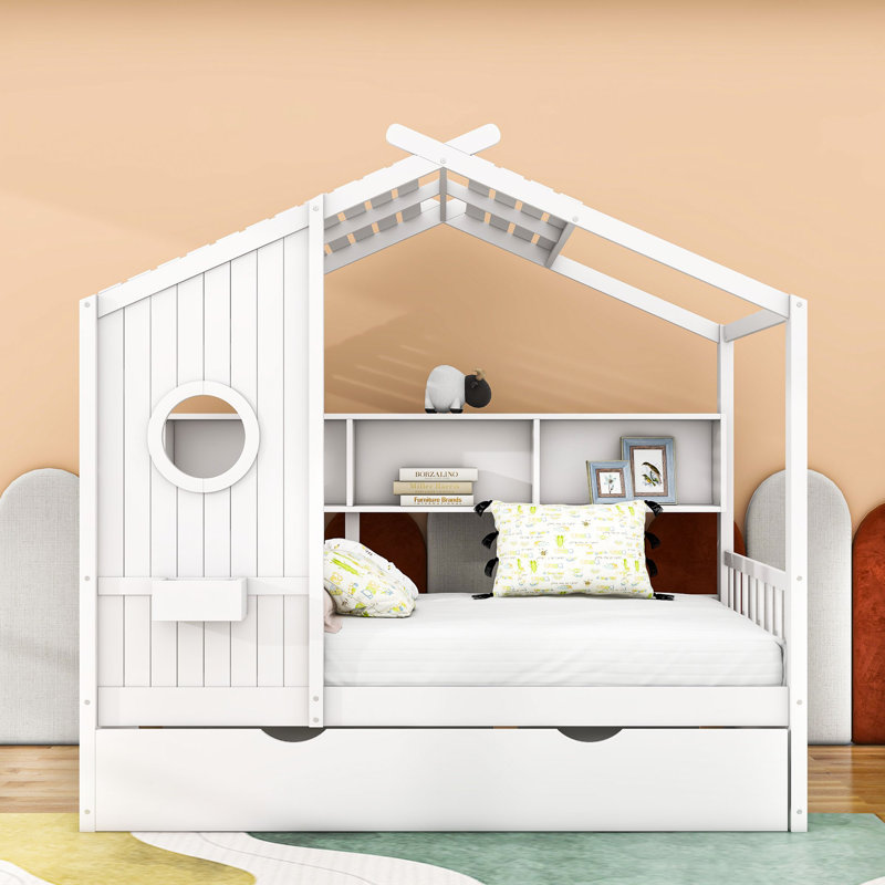 Lit plateforme avec lit gigogne Adaure, Simple, Blanc