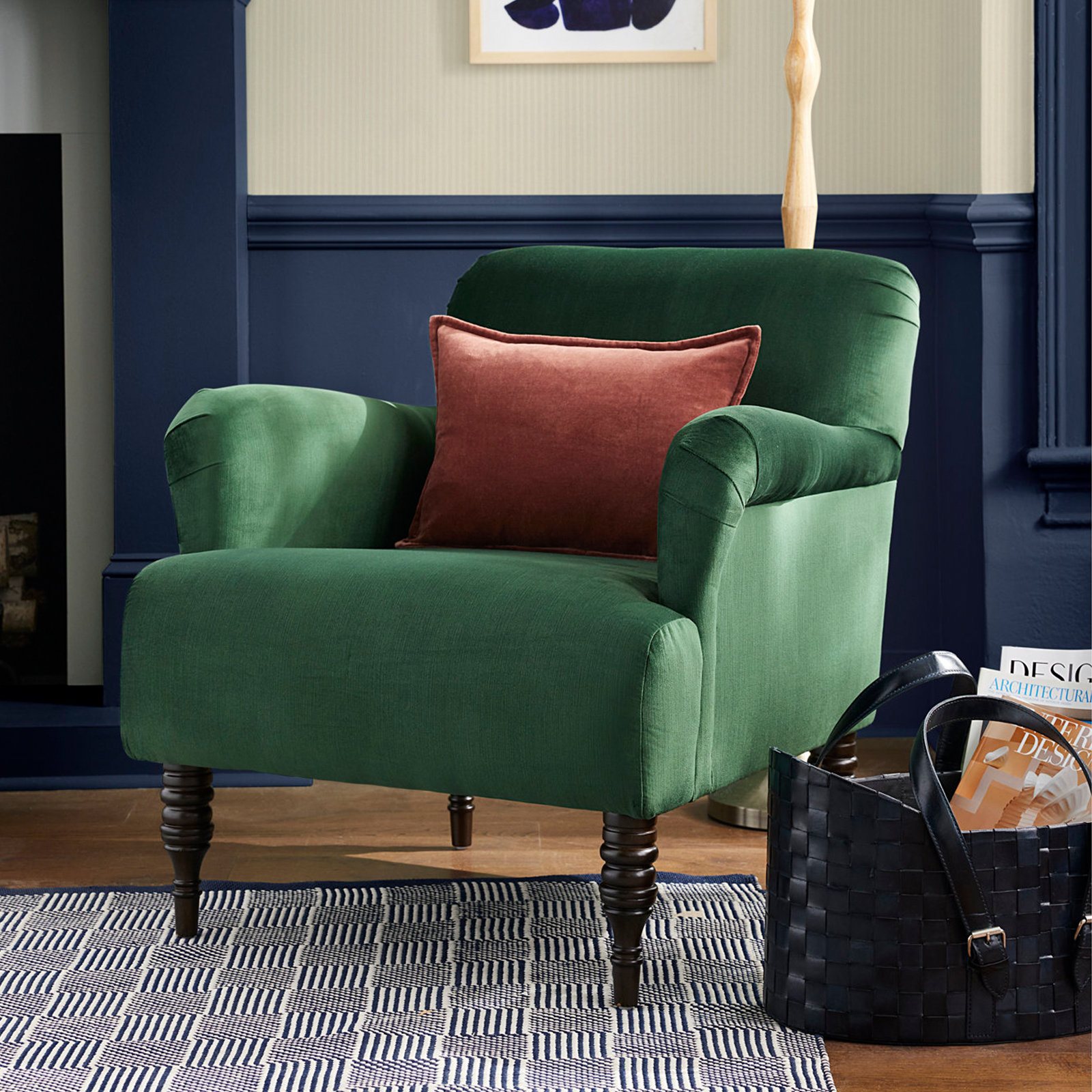 Allura Armchair, Luxe Velvet Emerald