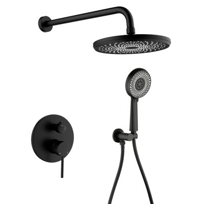 Système de douche mural 9 pouces avec douche à main Ensemble de robinet de douche complet à poignée simple Ensemble de garniture de douche en laiton haute pression avec valve brute