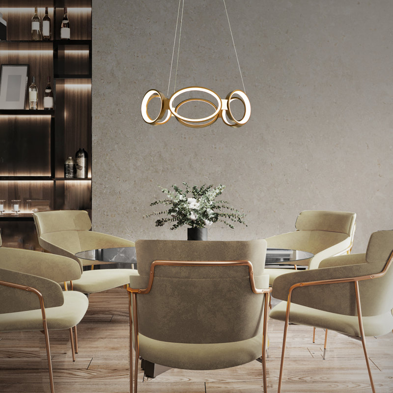 Saltaire Dimmable LED Geometric Chandelier, Aged Brass
