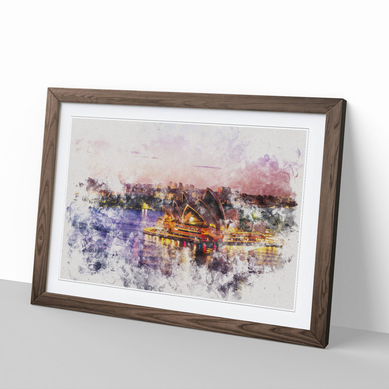 Sydney Opera House Vol.2 - Picture Frame Painting, 48cm H x 65cm W x 2cm D, Walnut Framed