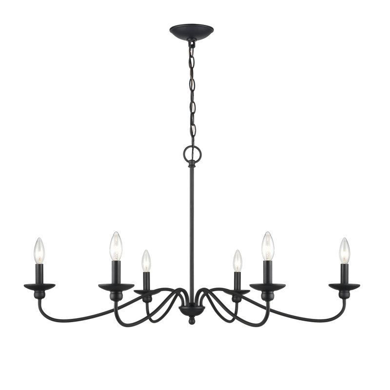 Lustre en acier à intensité variable Delvona, Noir mat, 6