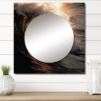 Dormilee - Vague de plage décorée de photos de bord de mer avec grand miroir mural carré pour chambre à coucher