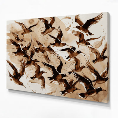 «Birds Noddy», art mural sur toile beige